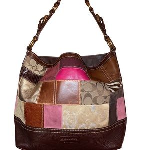Coach holiday patchwork hand bag